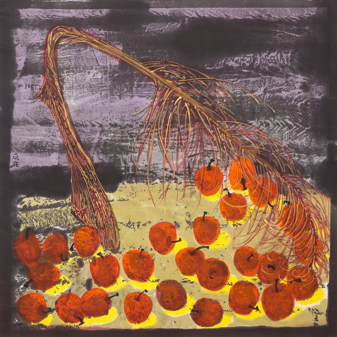 04蘋果與紅葉 2016 紙本水墨設色120x120cm