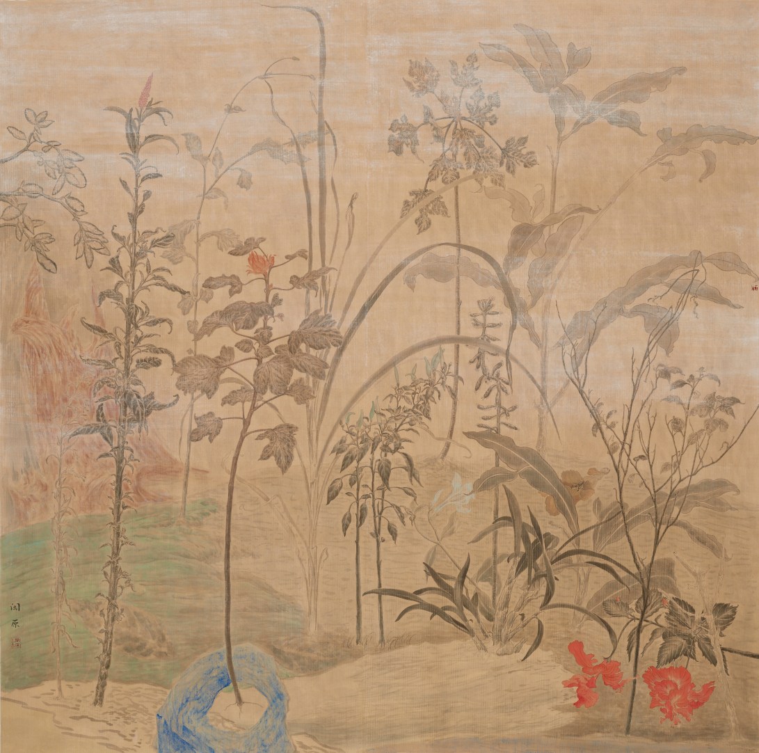 42庭園閑步 2015水墨、泥金宣142x141cm(22才)